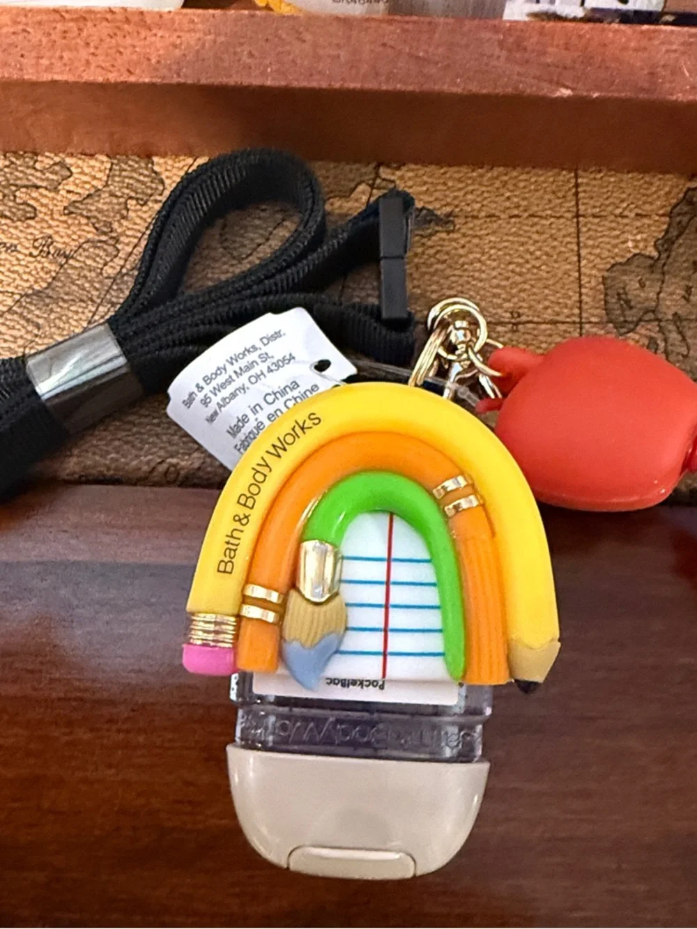 Bath & Body Works Yellow & Green Rainbow Pencil Keychain Card Holder
